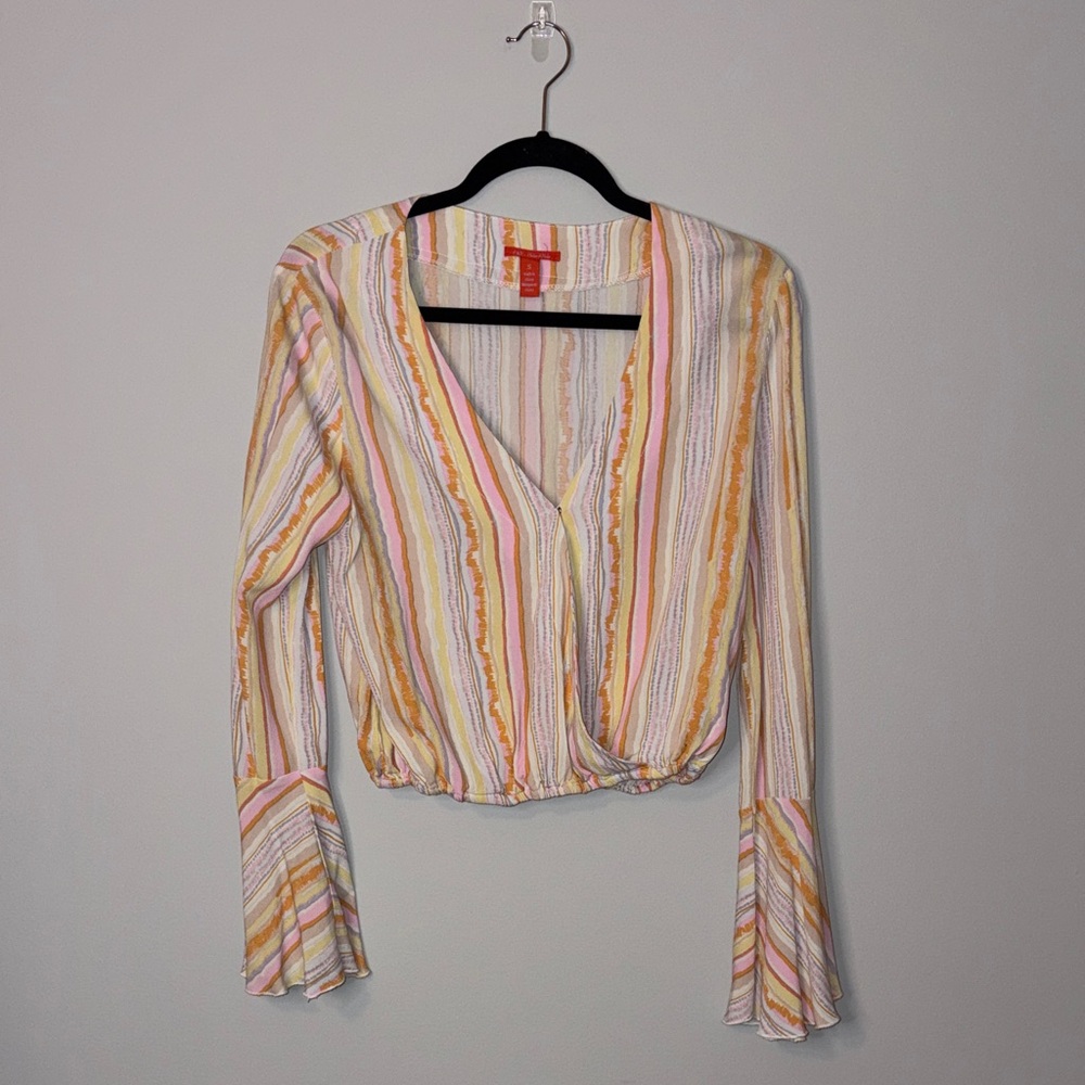 Chelsea & Violet Multicolor Belle Sleeve Striped Blouse Small